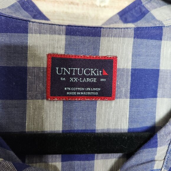 UntuckIt Anderson Long Sleeve Shirt Men's XXL Royal Blue Gray Cotton Linen - Picture 8 of 13